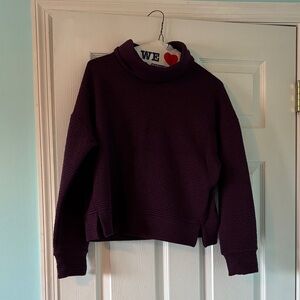 Women's Purple Textured Med Cropped Sweashirt